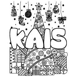 Coloración del nombre KAIS - decorado árbol de Navidad y regalos