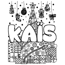 Coloración del nombre KAÏS - decorado árbol de Navidad y regalos