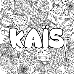 Coloración del nombre KAÏS - decorado mandala de frutas