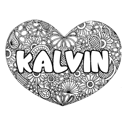 Coloración del nombre KALVIN - decorado mandala de corazón