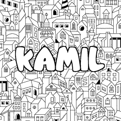 Coloración del nombre KAMIL - decorado ciudad