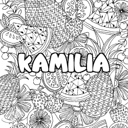 Coloración del nombre KAMILIA - decorado mandala de frutas