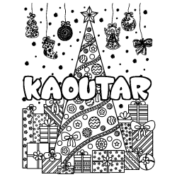 Coloración del nombre KAOUTAR - decorado árbol de Navidad y regalos