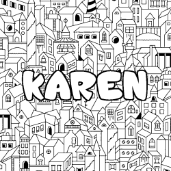 Coloración del nombre KAREN - decorado ciudad