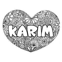 Coloración del nombre KARIM - decorado mandala de corazón