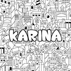 Coloración del nombre KARINA - decorado ciudad