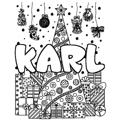 Coloración del nombre KARL - decorado árbol de Navidad y regalos