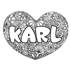 Coloración del nombre KARL - decorado mandala de corazón