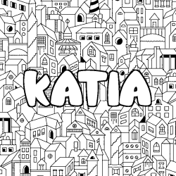 Coloración del nombre KATIA - decorado ciudad