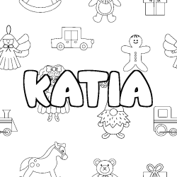 Coloración del nombre KATIA - decorado juguetes