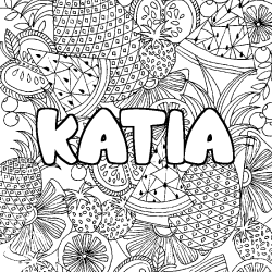 Coloración del nombre KATIA - decorado mandala de frutas