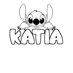 Coloración del nombre KATIA - decorado Stitch