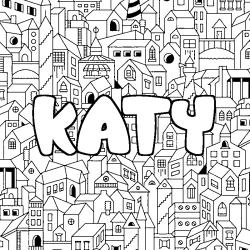 Coloración del nombre KATY - decorado ciudad