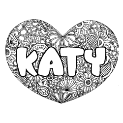 Coloración del nombre KATY - decorado mandala de corazón