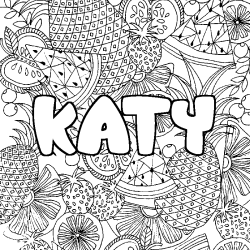 Coloración del nombre KATY - decorado mandala de frutas