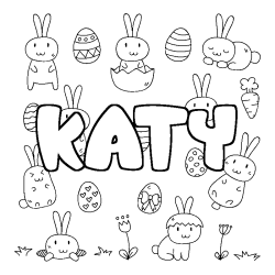 Coloración del nombre KATY - decorado Pascua