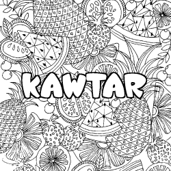 Coloración del nombre KAWTAR - decorado mandala de frutas