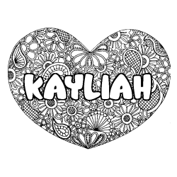 Coloración del nombre KAYLIAH - decorado mandala de corazón