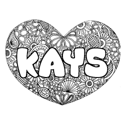 Coloración del nombre KAYS - decorado mandala de corazón