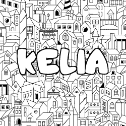 Coloración del nombre KELIA - decorado ciudad