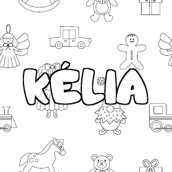 Coloración del nombre KÉLIA - decorado juguetes