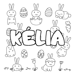 Coloración del nombre KÉLIA - decorado Pascua