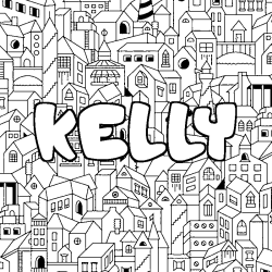 Coloración del nombre KELLY - decorado ciudad