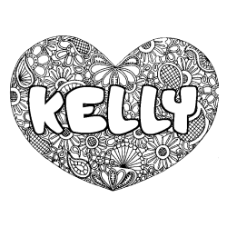 Coloración del nombre KELLY - decorado mandala de corazón