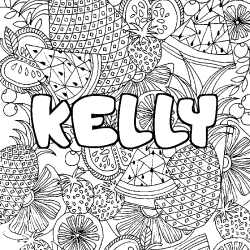 Coloración del nombre KELLY - decorado mandala de frutas