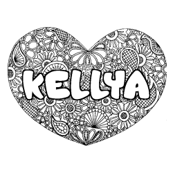 Coloración del nombre KELLYA - decorado mandala de corazón