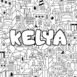 Coloración del nombre KELYA - decorado ciudad