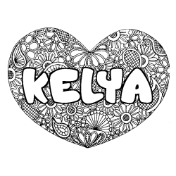 Coloración del nombre KELYA - decorado mandala de corazón