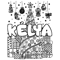 Coloración del nombre KÉLYA - decorado árbol de Navidad y regalos