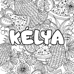 Coloración del nombre KÉLYA - decorado mandala de frutas