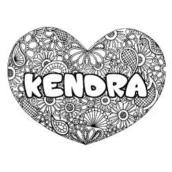 Coloración del nombre KENDRA - decorado mandala de corazón