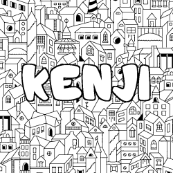 Coloración del nombre KENJI - decorado ciudad