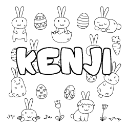 Coloración del nombre KENJI - decorado Pascua