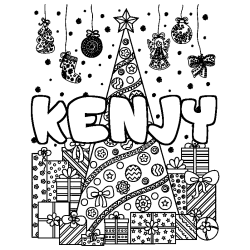 Coloración del nombre KENJY - decorado árbol de Navidad y regalos