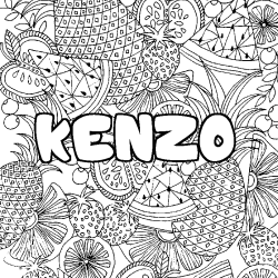 Coloración del nombre KENZO - decorado mandala de frutas