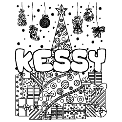 Coloración del nombre KESSY - decorado árbol de Navidad y regalos