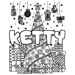 Coloración del nombre KETTY - decorado árbol de Navidad y regalos