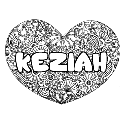 Coloración del nombre KEZIAH - decorado mandala de corazón