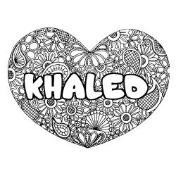 Coloración del nombre KHALED - decorado mandala de corazón