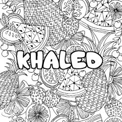 Coloración del nombre KHALED - decorado mandala de frutas