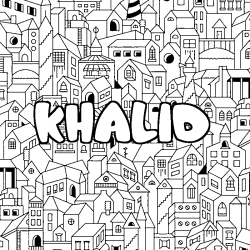 Coloración del nombre KHALID - decorado ciudad