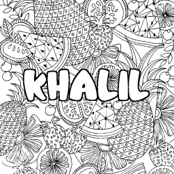 Coloración del nombre KHALIL - decorado mandala de frutas