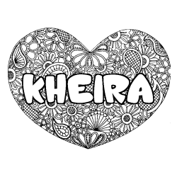 Coloración del nombre KHEIRA - decorado mandala de corazón