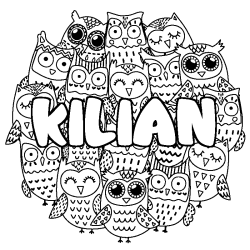 Coloración del nombre KILIAN - decorado búhos