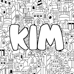 Coloración del nombre KIM - decorado ciudad