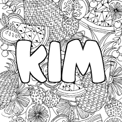 Coloración del nombre KIM - decorado mandala de frutas